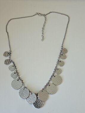 Silver-Tone Hammered Disc Necklace - Women's Jewelry